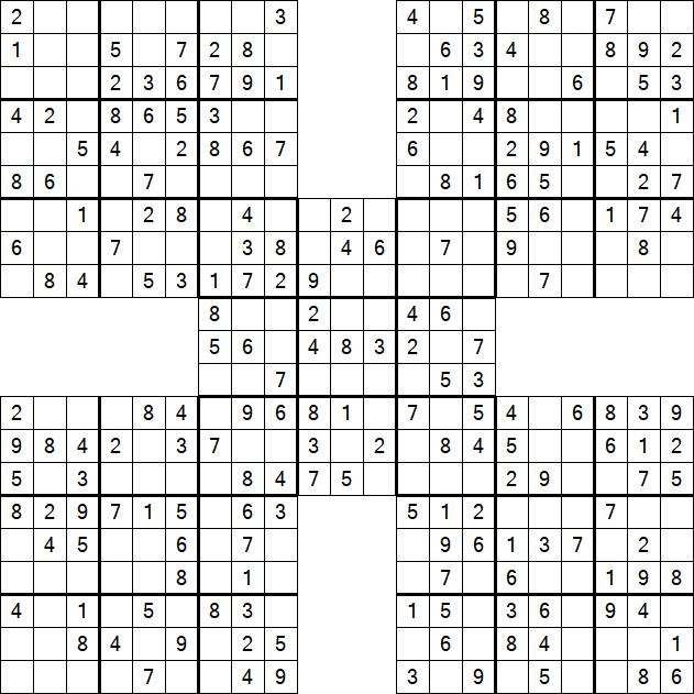 Samurai Sudoku - Einfach