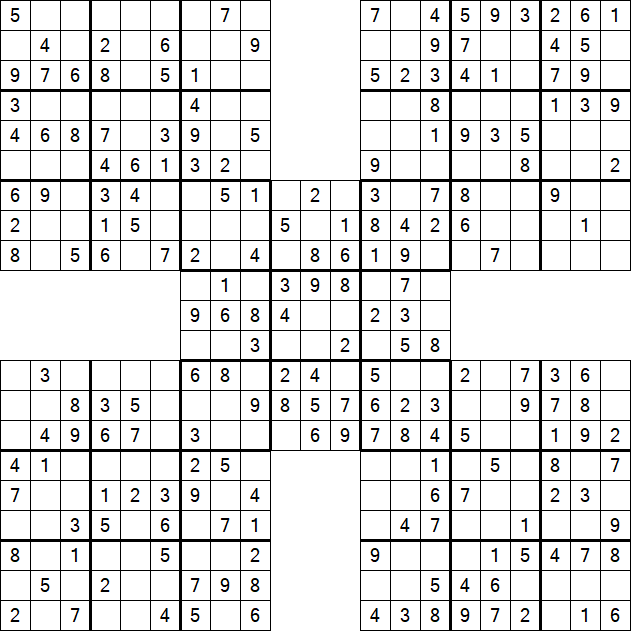 Samurai Sudoku - Fácil