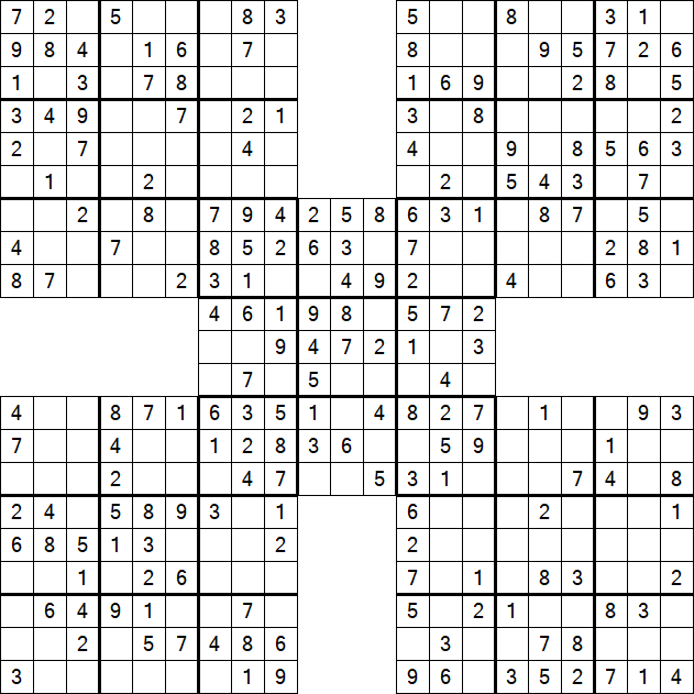 Samurai Sudoku - Fácil