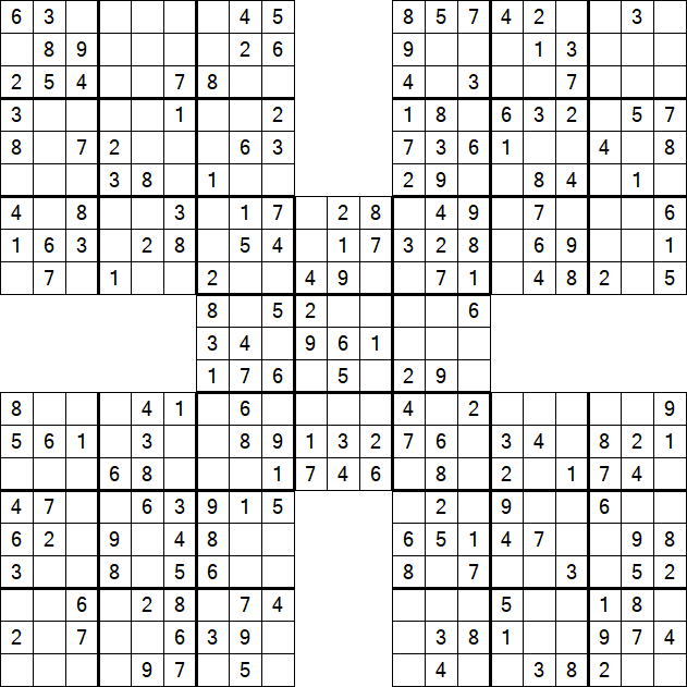 Samurai Sudoku - Einfach