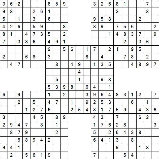 Samurai Sudoku - Einfach