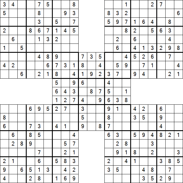 Samurai Sudoku - Einfach