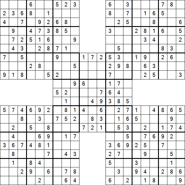 Samurai Sudoku - Einfach