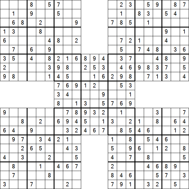 Samurai Sudoku - Einfach
