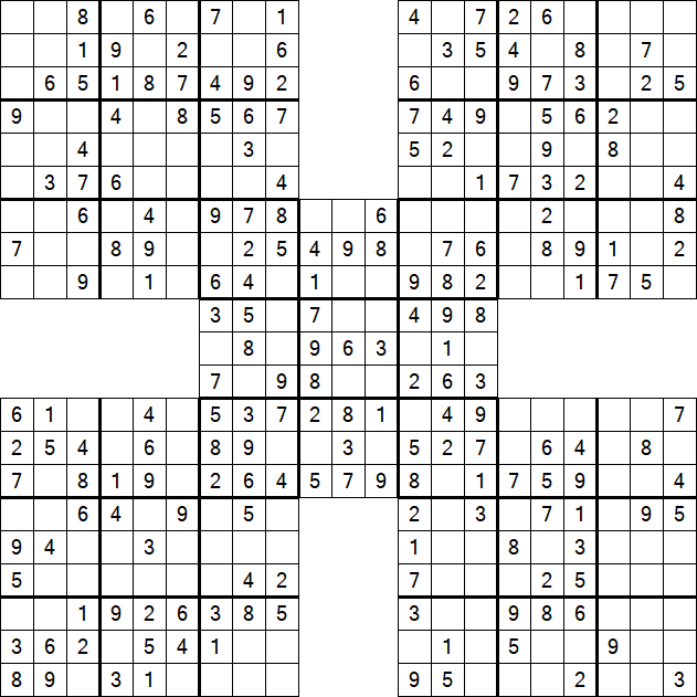Samurai Sudoku - Einfach