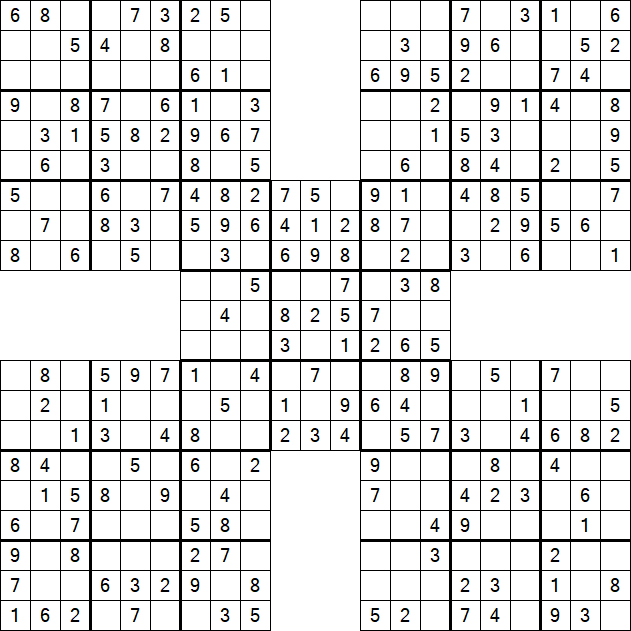 Samurai Sudoku - Einfach
