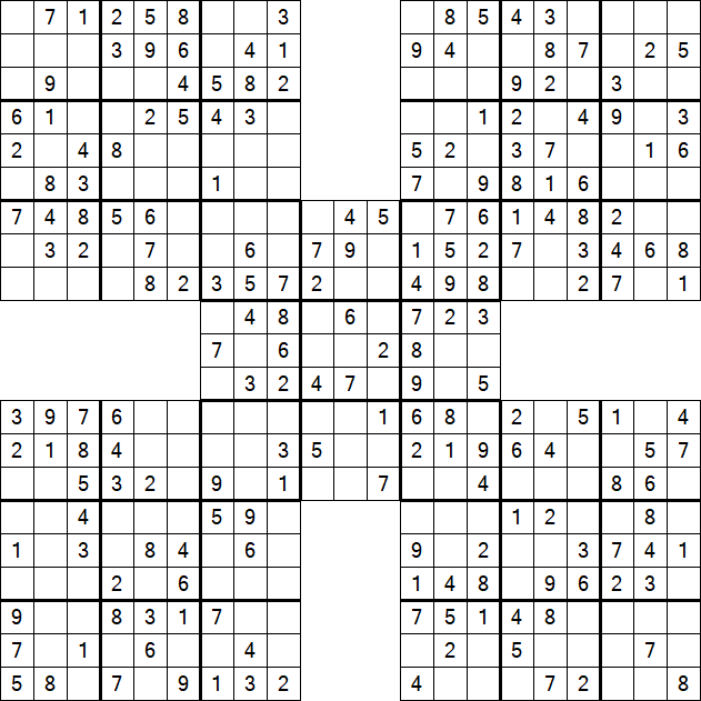 Samurai Sudoku - Einfach