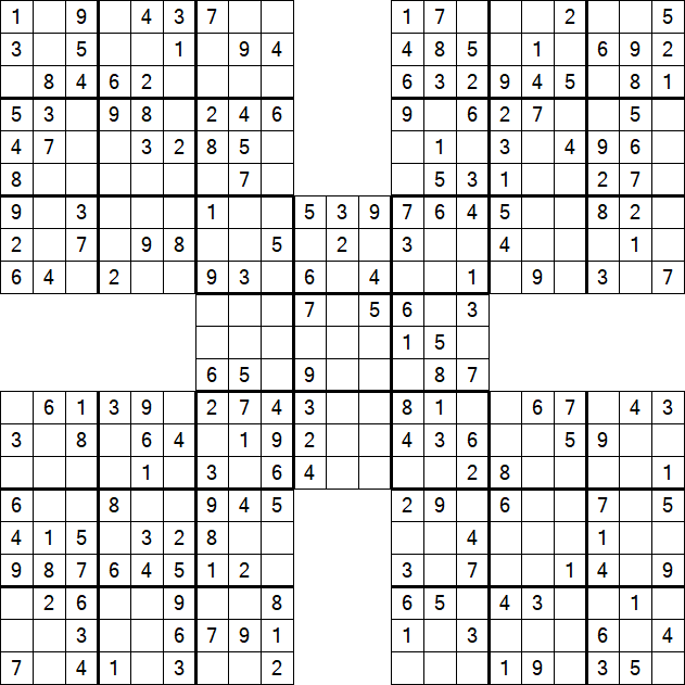 Samurai Sudoku - Einfach