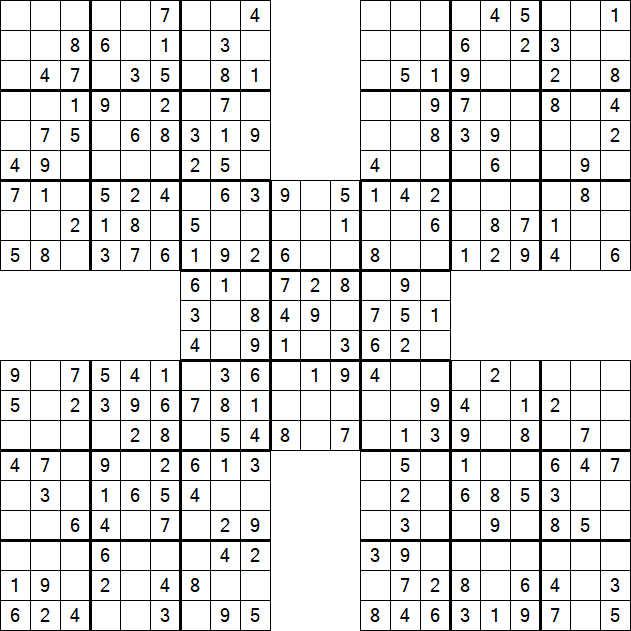 Samurai Sudoku - Einfach