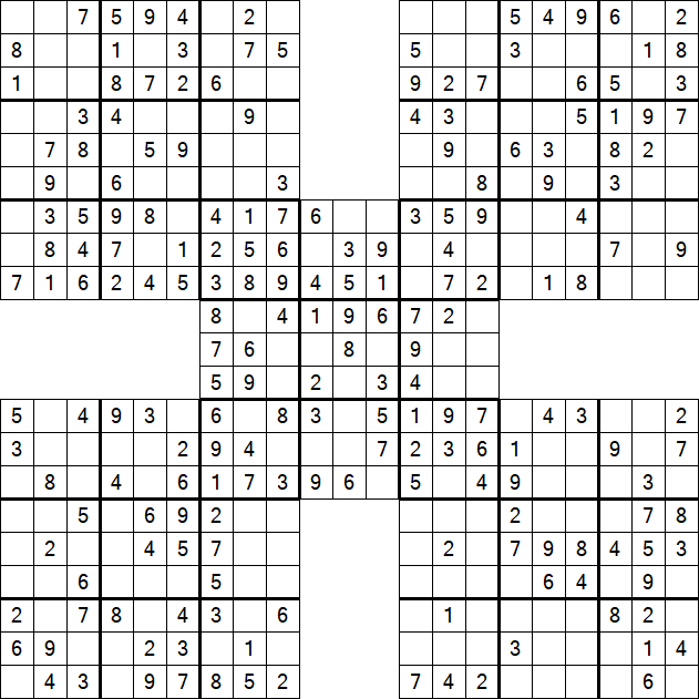 Samurai Sudoku - Simple