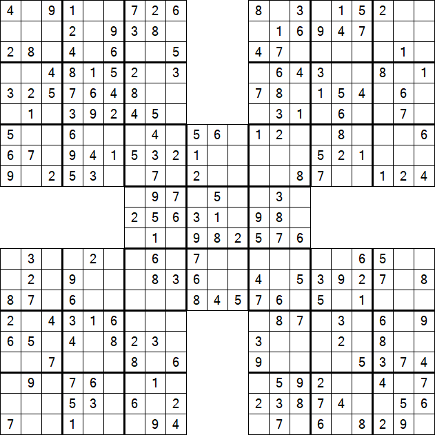 Samurai Sudoku - Simple