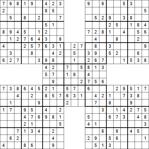 Samurai Sudoku - Simple