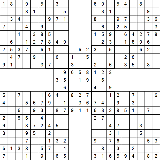 Samurai Sudoku - Einfach