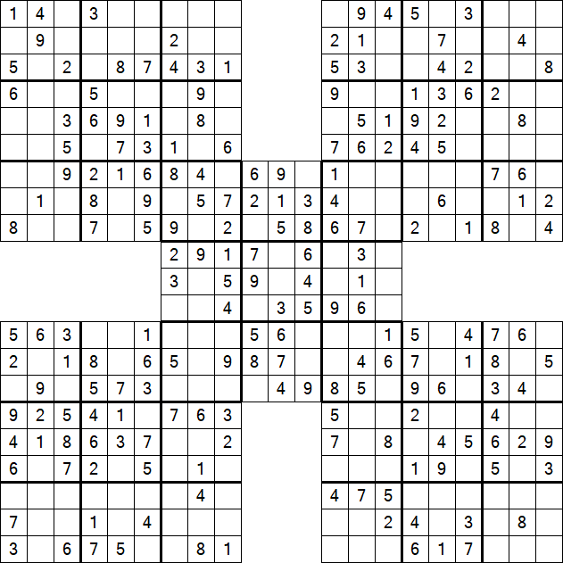 Samurai Sudoku - Einfach