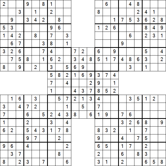 Samurai Sudoku - Einfach