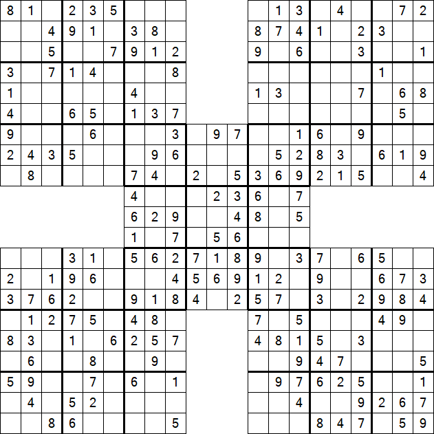 Samurai Sudoku - Einfach