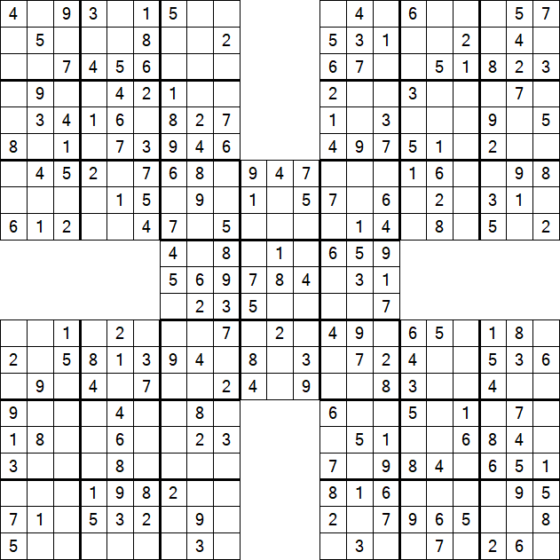 Samurai Sudoku - Einfach