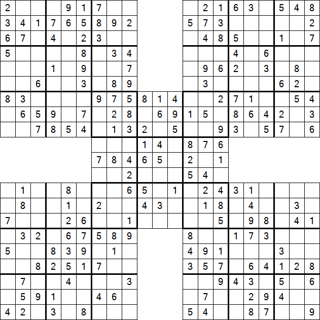 Samurai Sudoku - Einfach