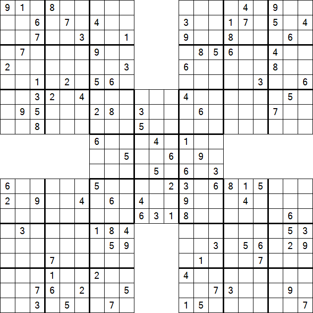 Samurai Sudoku - Difficile