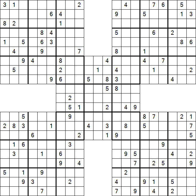 Samurai Sudoku - Difficile