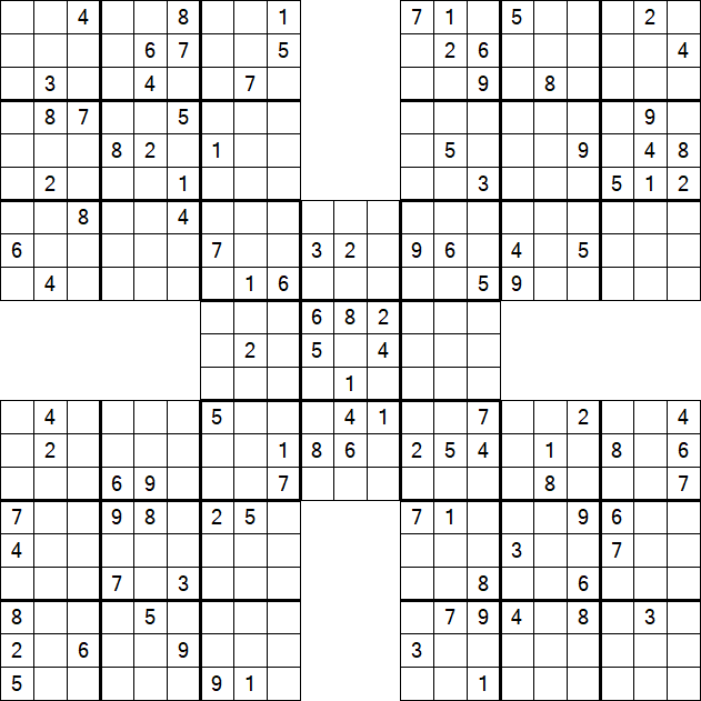 Samurai Sudoku - Difficile