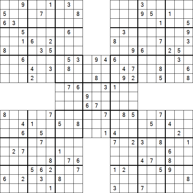 Samurai Sudoku - Difficile
