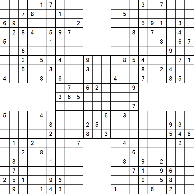 Samurai Sudoku - Difficile