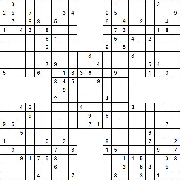 Samurai Sudoku - Difficile
