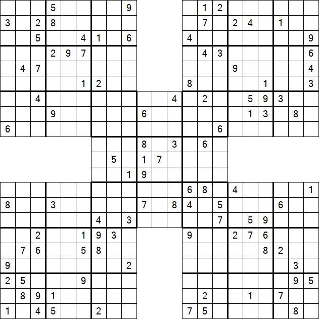 Samurai Sudoku - Difficile