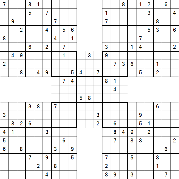 Samurai Sudoku - Difficile