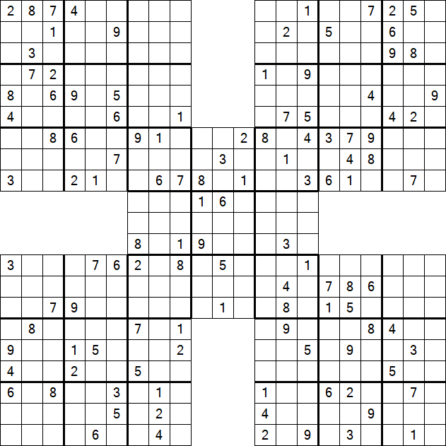 Samurai Sudoku - Difficile