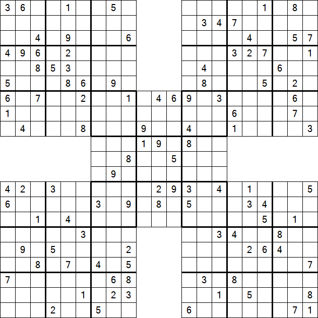 Samurai Sudoku - Difficile