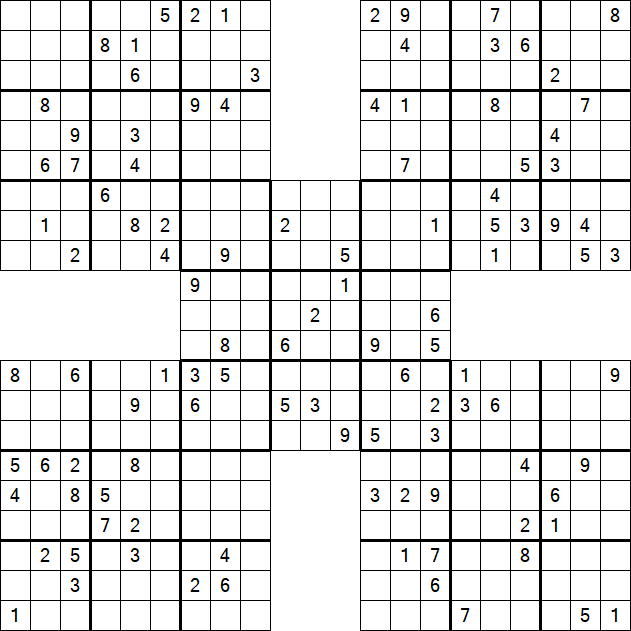 Samurai Sudoku - Difficile