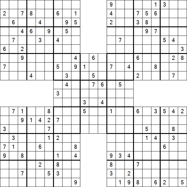 Samurai Sudoku - Difficile