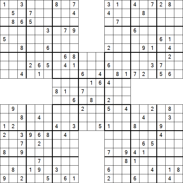 Samurai Sudoku - Difficile