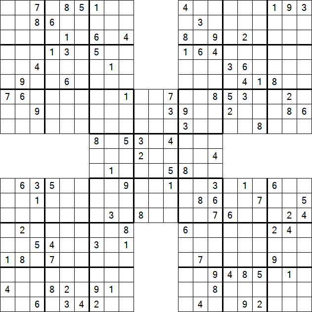 Samurai Sudoku - Difficile