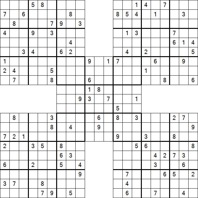 Samurai Sudoku - Difficile