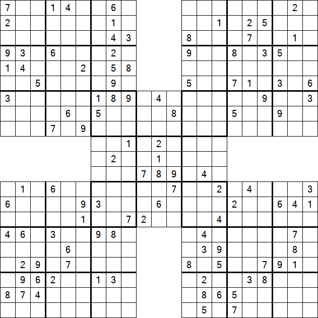 Samurai Sudoku - Difficile