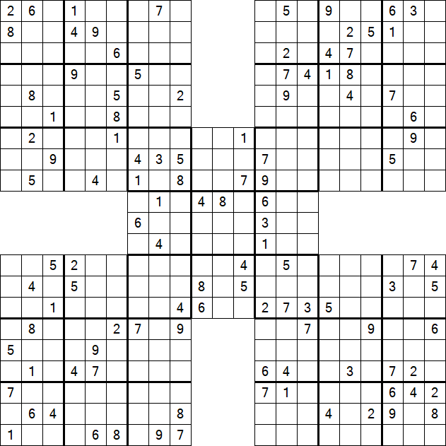 Samurai Sudoku - Difficile