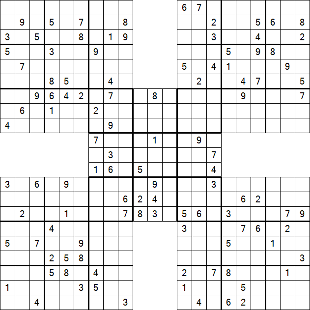 Samurai Sudoku - Difficile