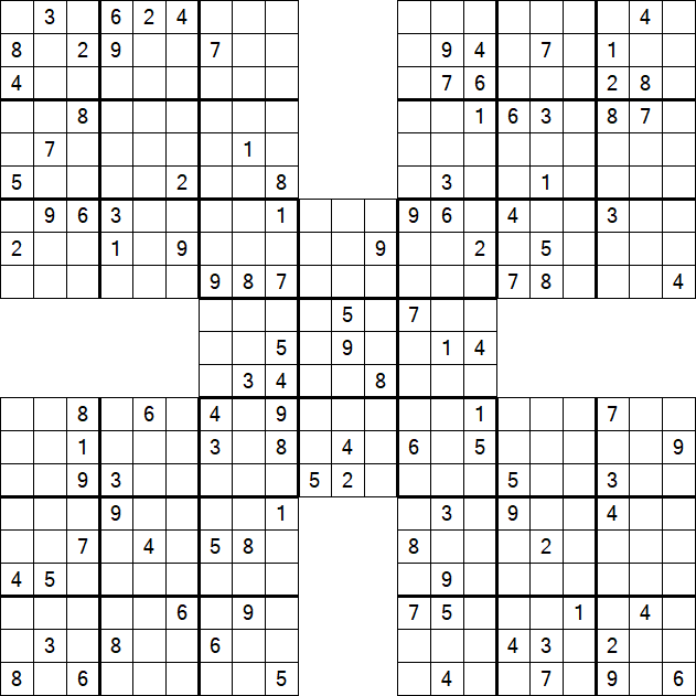 Samurai Sudoku - Difficile