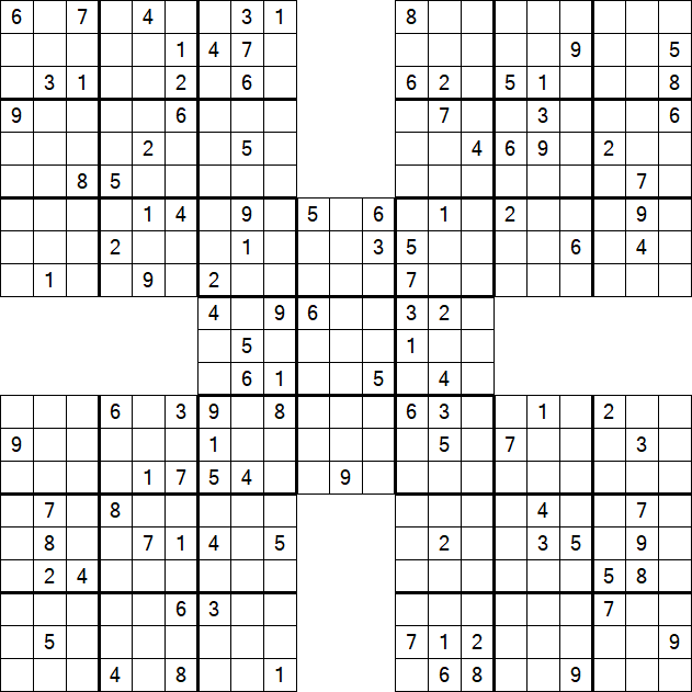 Samurai Sudoku - Difficile