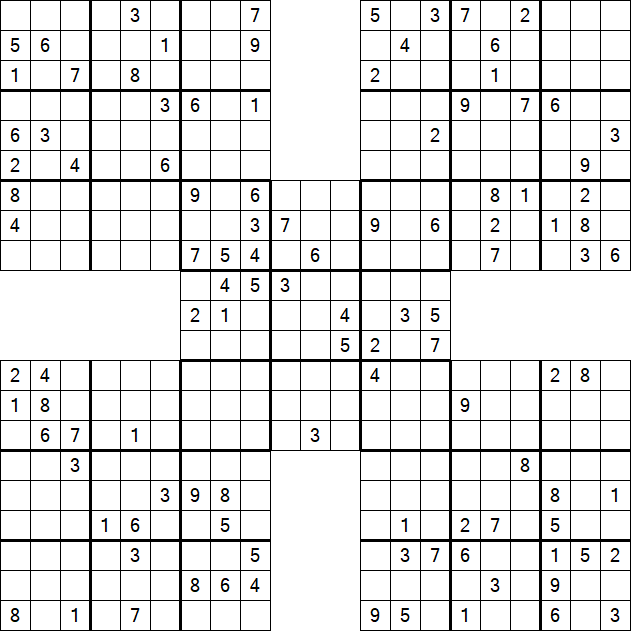 Samurai Sudoku - Difficile