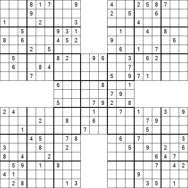 Samurai Sudoku - Difficile