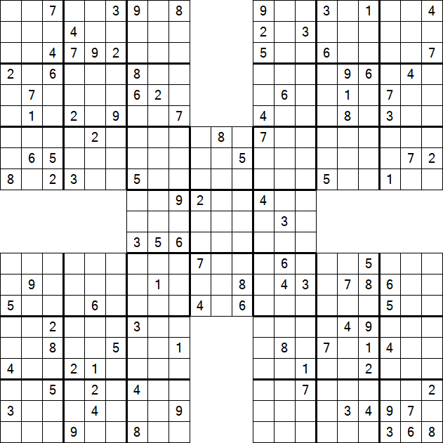 Samurai Sudoku - Difficile