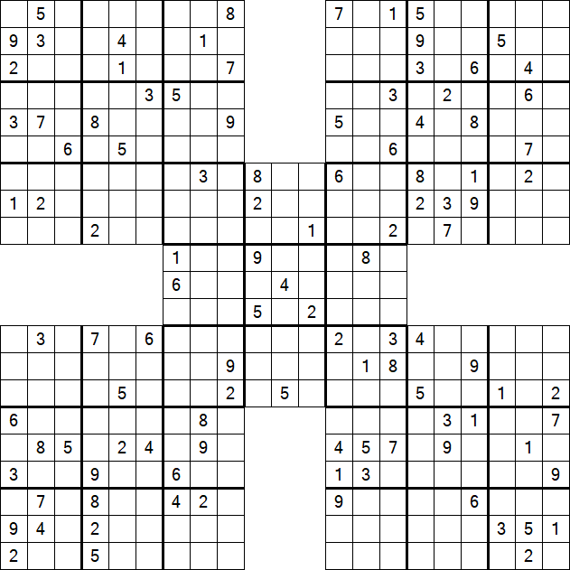 Samurai Sudoku - Difficile