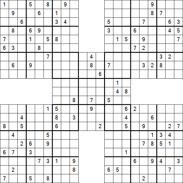 Samurai Sudoku - Difficile