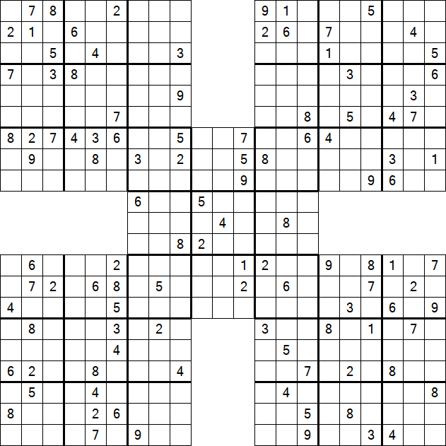 Samurai Sudoku - Difficile