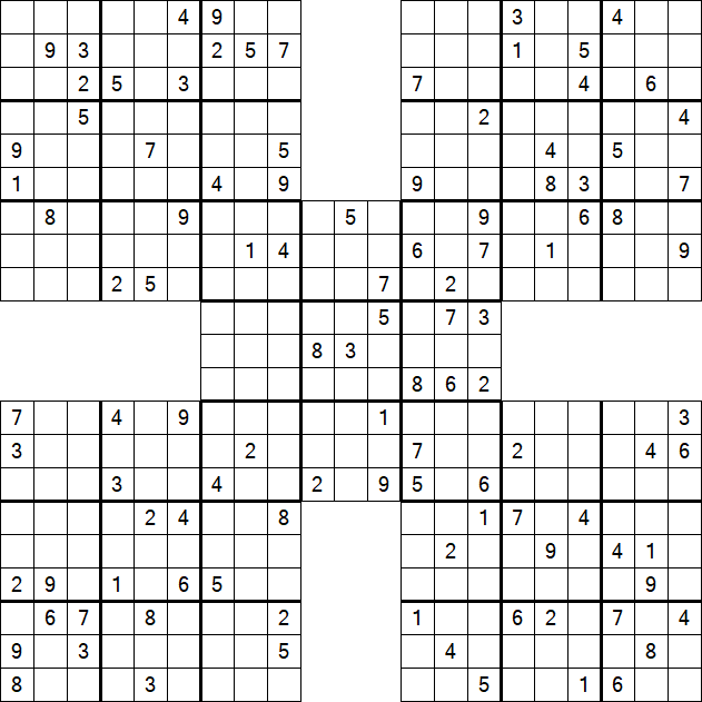 Samurai Sudoku - Difficile