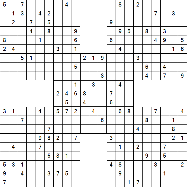 Samurai Sudoku - Difficile